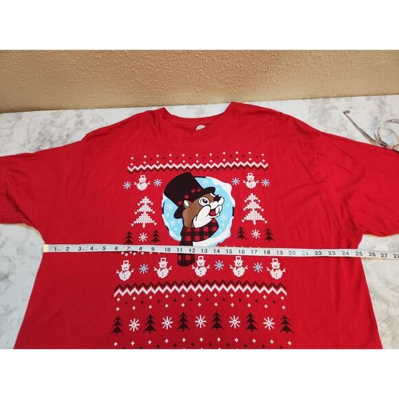 Buc-ee's Unisex "Worth Melting For" Winter Red T-Shirt Short Sleeve Crewneck 2XL - Picture 4 of 5